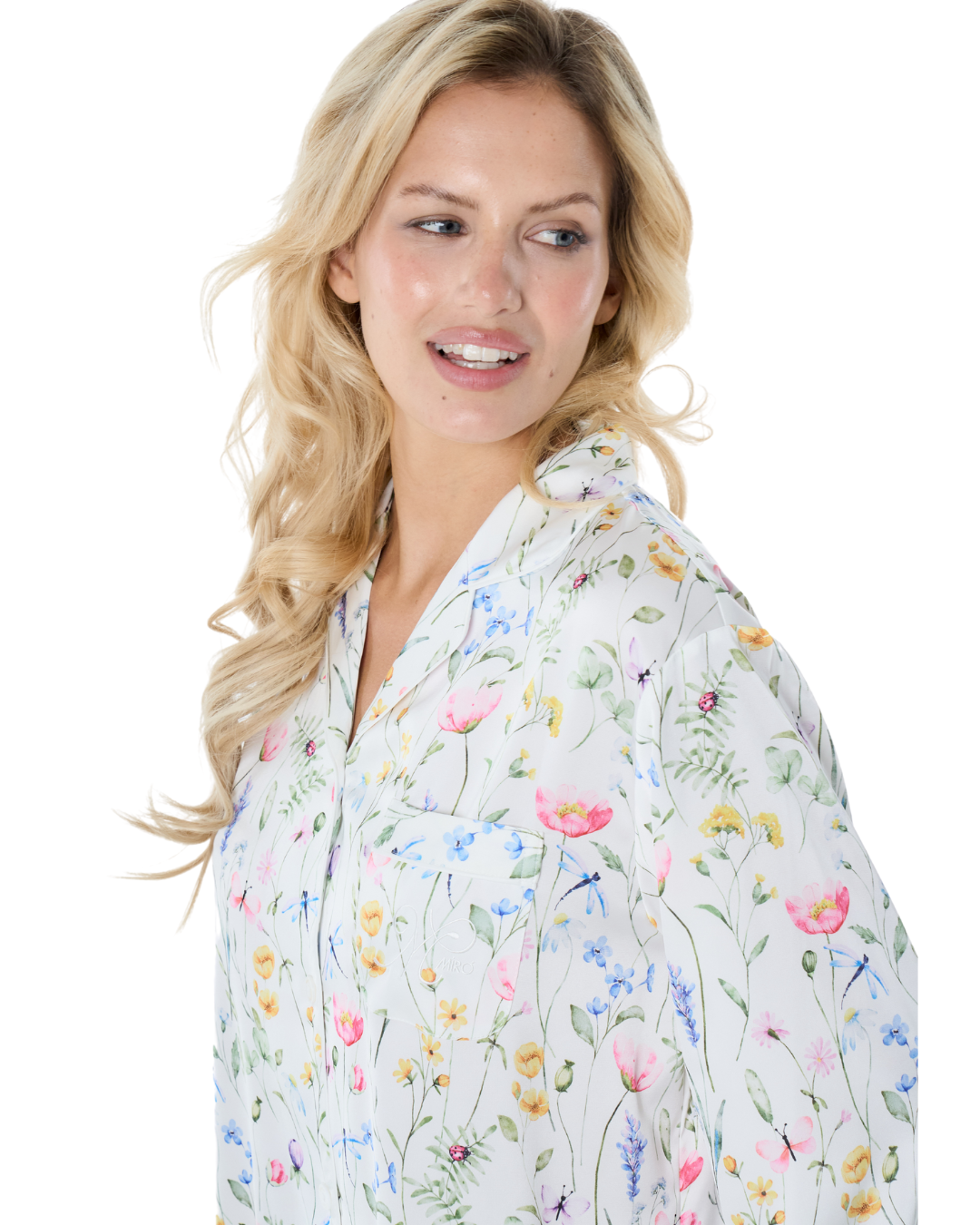 Art. 570603 Pijama largo Satén Chifón Flores