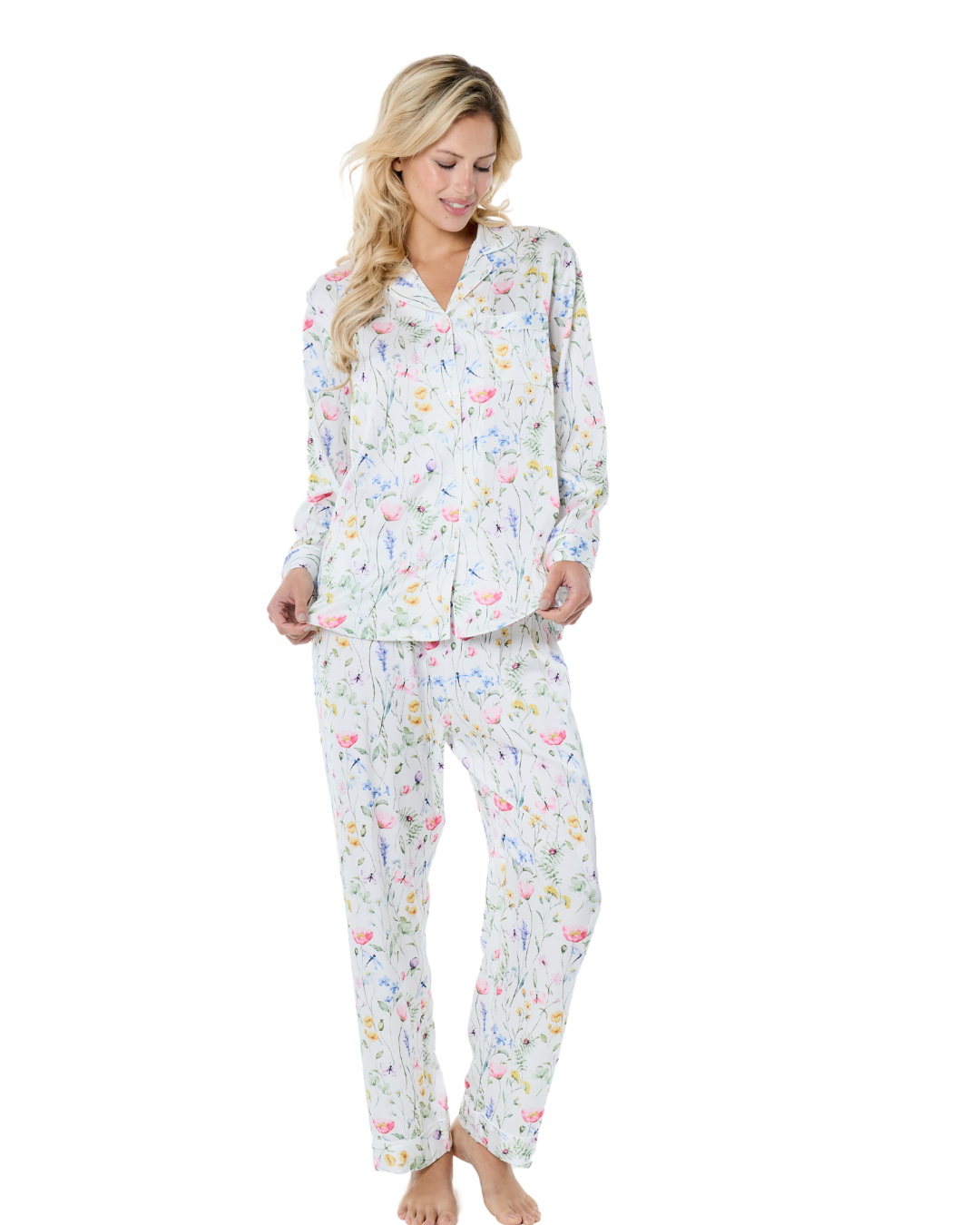 Art. 570603 Pijama largo Satén Chifón Flores