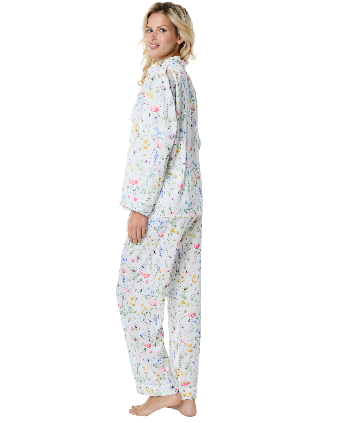 Art. 570603 Pijama largo Satén Chifón Flores