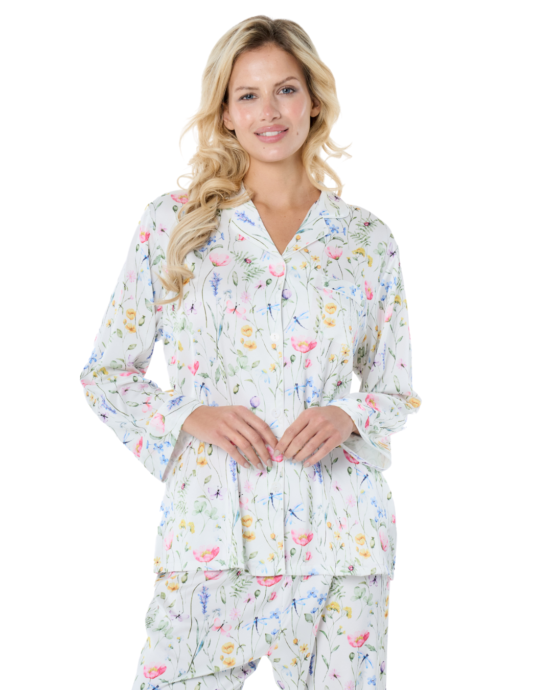 Art. 570603 Pijama largo Satén Chifón Flores