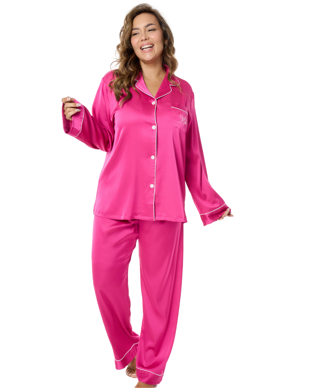 Art. 570603 Pijama largo Satén Chifón Bordeaux