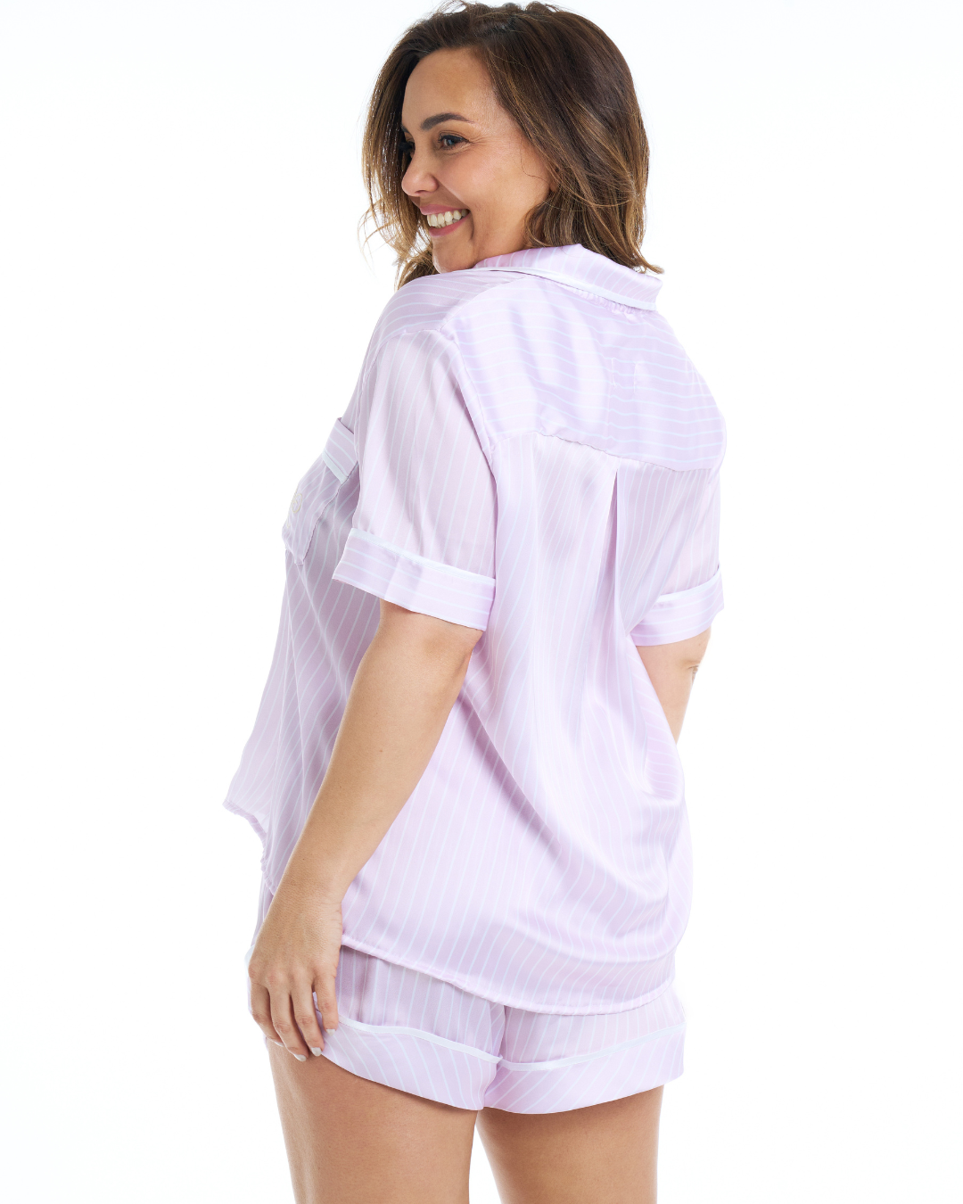 Art. 57040392 Pijama Corto Rayado Rosa Comb. 92 Satén