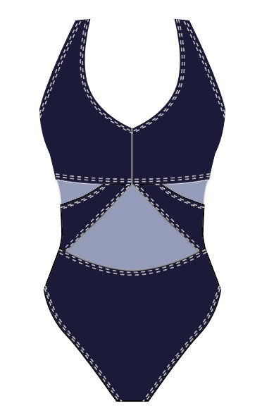 Art. 70470464 Traje de Baño con Transparencias Azul Marino
