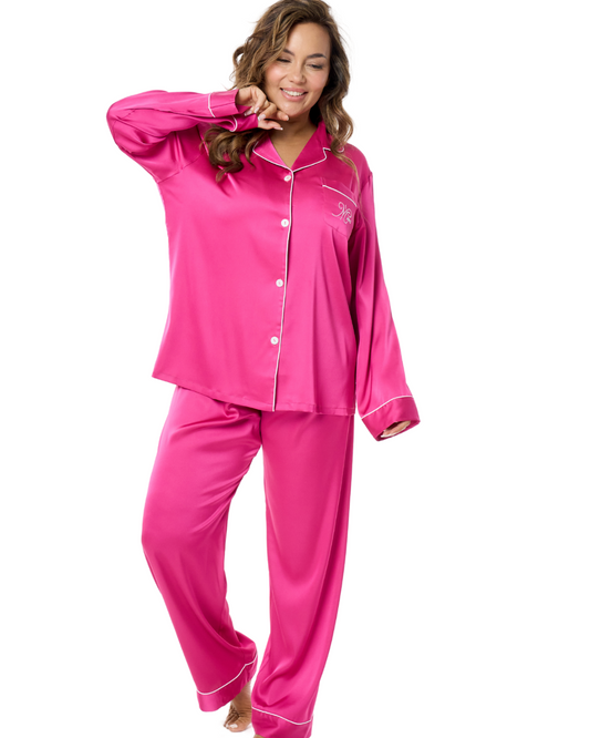 Art. 570603 Pijama largo Satén Chifón Bordeaux