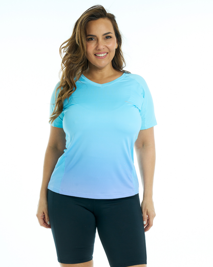 Art. 46183292 Remera corte V Esfumado Celeste