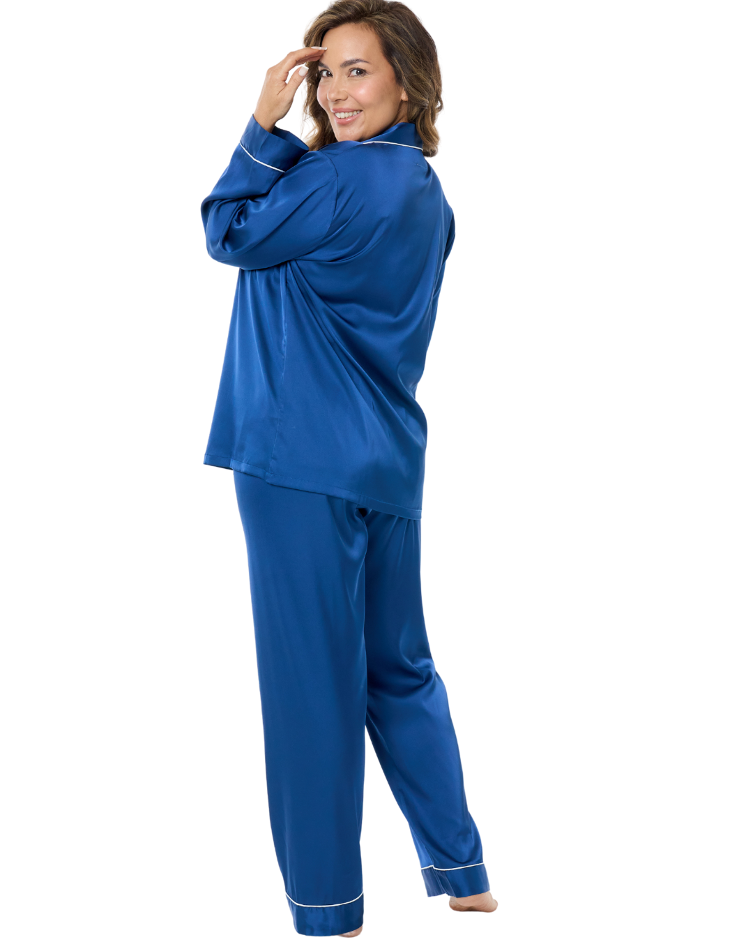 Art. 570603 Pijama largo Satén Chifón Azul Marino