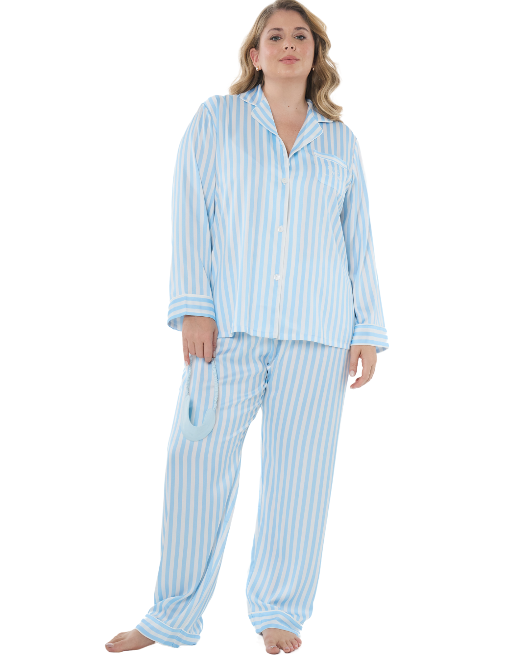 Art. 570603 Pijama largo Satén Chifón Rayas
