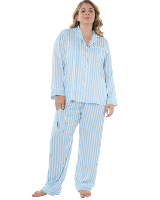 Art. 570603 Pijama largo Satén Chifón Rayas
