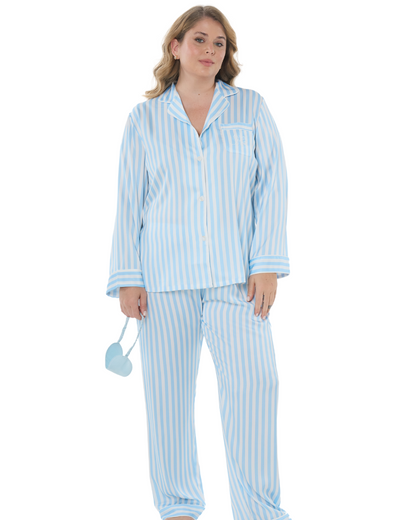 Art. 570603 Pijama largo Satén Chifón Rayas