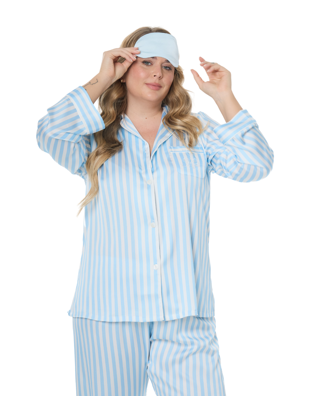 Art. 570603 Pijama largo Satén Chifón Rayas
