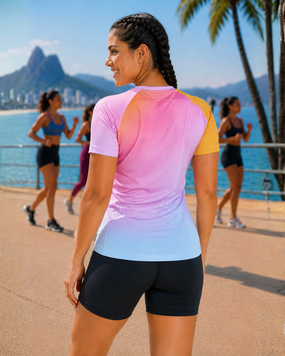 Art. 46183291 Remera corte V Esfumado Rosa