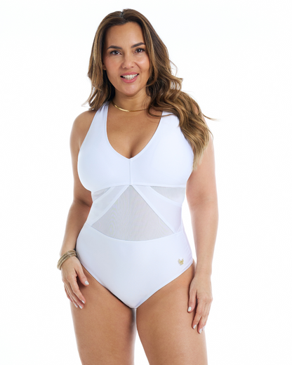 Art. 70470401 Traje de Baño con Transparencias Blanco