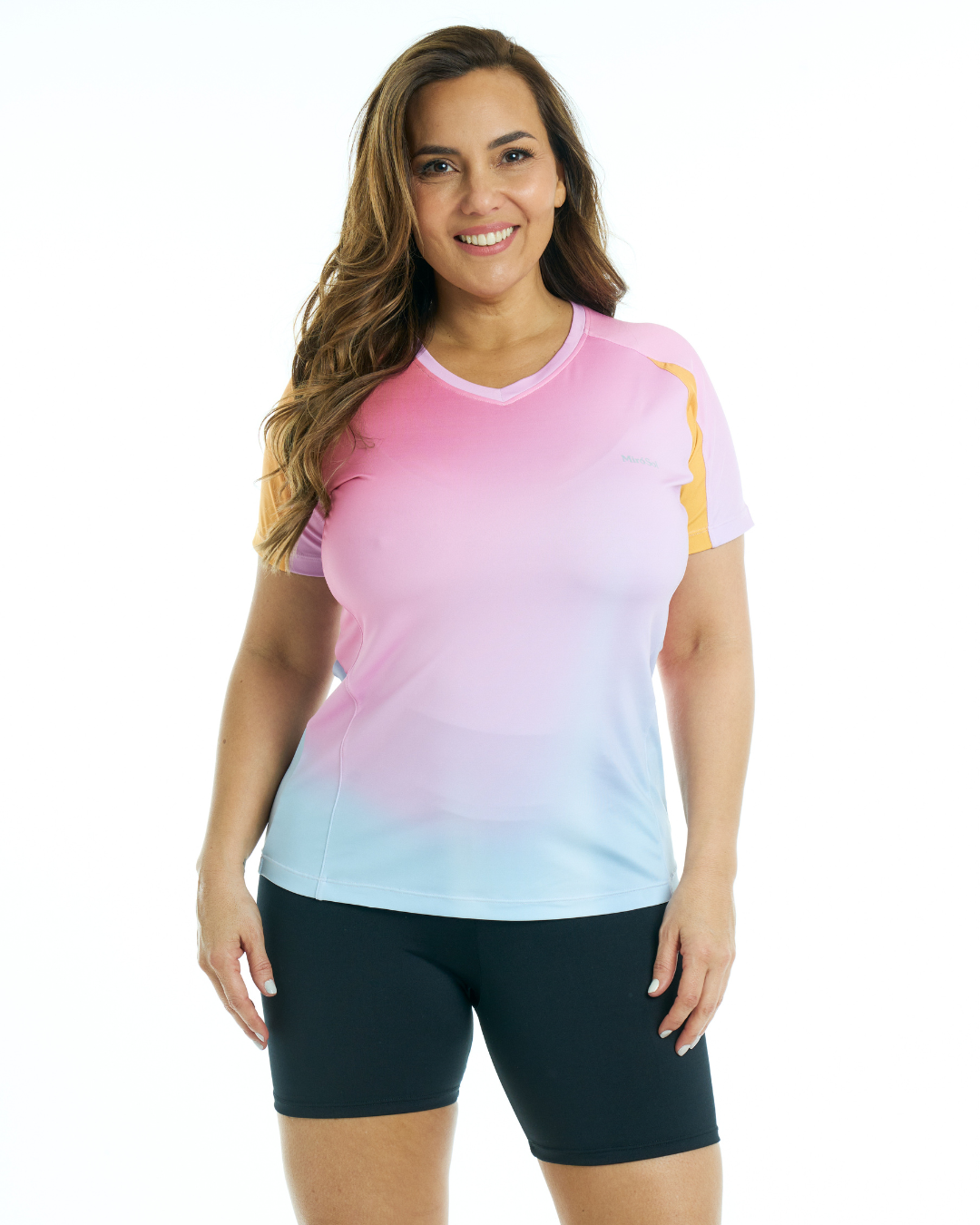 Art. 46183291 Remera corte V Esfumado Rosa