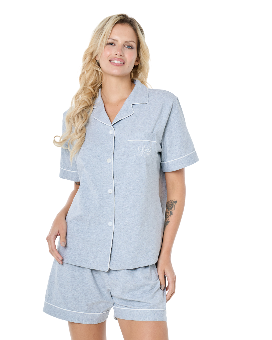 Art. 570708 Pijama Corto Rayón Algodón Gris