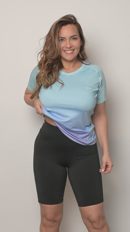 Art. 46183292 Remera corte V Esfumado Celeste