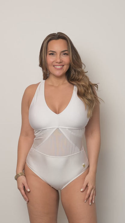 Art. 70470401 Traje de Baño con Transparencias Blanco
