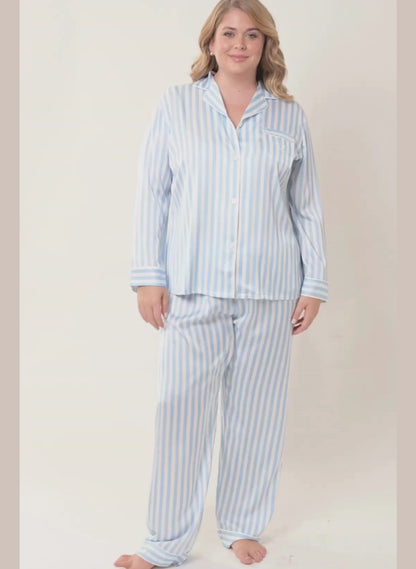 Art. 570603 Pijama largo Satén Chifón Rayas