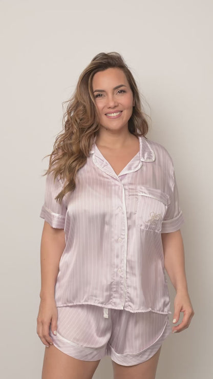 Art. 57040392 Pijama Corto Rayado Rosa Comb. 92 Satén